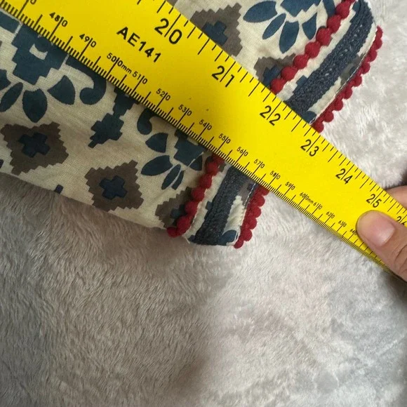 Sheryl Crow Womens Embellished Bohemian Beaded‎ Jacket M Blue Red Geometric Boho - Picture 10 of 11